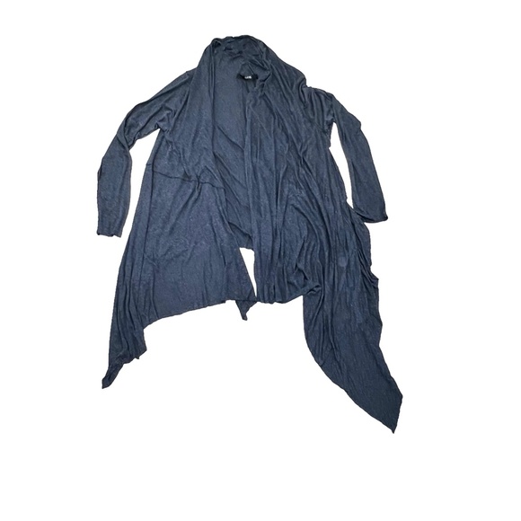 CUT25 BY YIGAL AZROUEL DENIM BLUE SILK/VISCOSE OPEN ASYMMETRICAL CARDIGAN - Picture 15 of 16